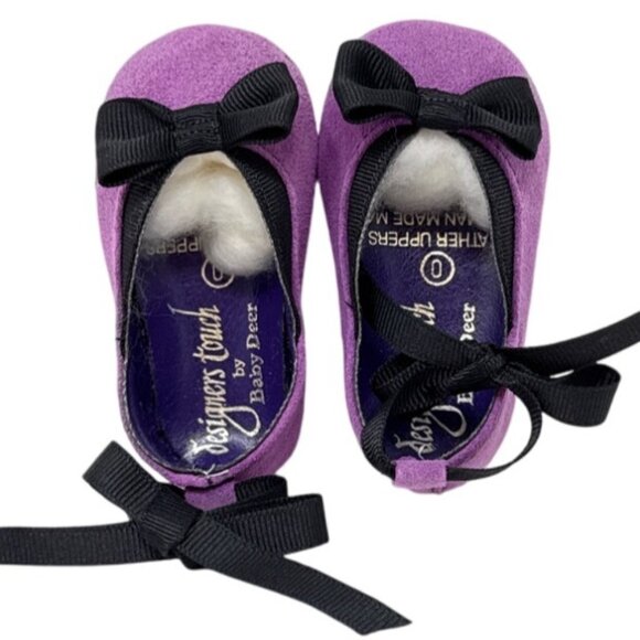 Unicorn Designers Touch by Baby Deer Size 0 Leather Uppers Purple with Black Bo - Picture 5 of 6